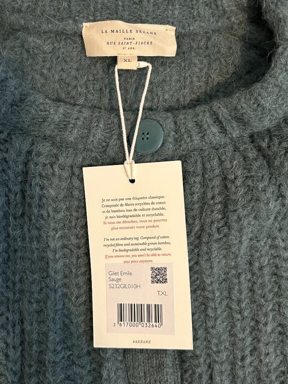Sezane Emile Cardigan - Sage - XL - Picture 9 of 15